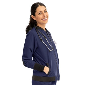 Medline Women's Bomber Jacket - Women's Bomber Jacket with Welt Pocket and Zipper, Navy, Large - 2543NVYL