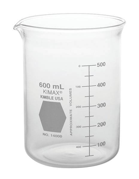 DWK Life Sciences Kimble Griffin Low Scale Beakers - Low No-Spout Griffin Glass Beaker with Scale, 400 mL - 14000-400