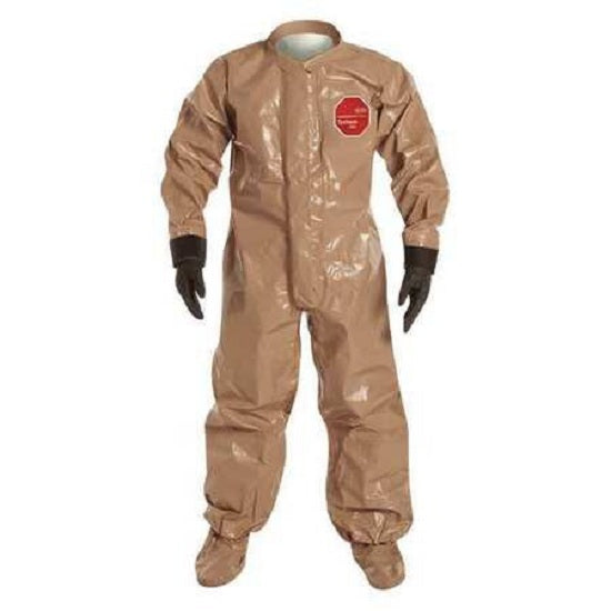 DuPont Tychem 5000 Coveralls with Attached Gloves - COVERALL, S, W / BF, TYCHEM 5000, TAN, 3X - C3184TTN3X000600