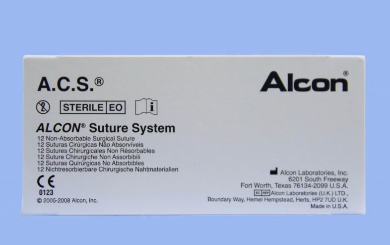 Alcon Labs SC- Series Straight Needle Suture - 10-0 Alcon Polypropylene Suture, SC-5 Straight, Side Cutting, Double Armed, 8", Blue - 8065308001