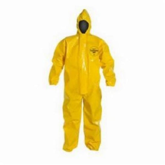 DuPont Tychem 9000 Coveralls - Tychem 9000 Zipper Front Coverall with Hood, Elastic Wrist and Ankle, Storm Flap, Yellow, Size 4XL, Bulk Packed - BR127TYL4X000200