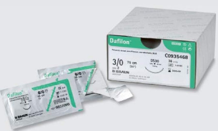 Aesculap Dafilon Non-Absorbable Surgical Sutures - Dafilon Suture, Blue, Size 4/0, 45 cm, DSMP-13 Needle - C0936103