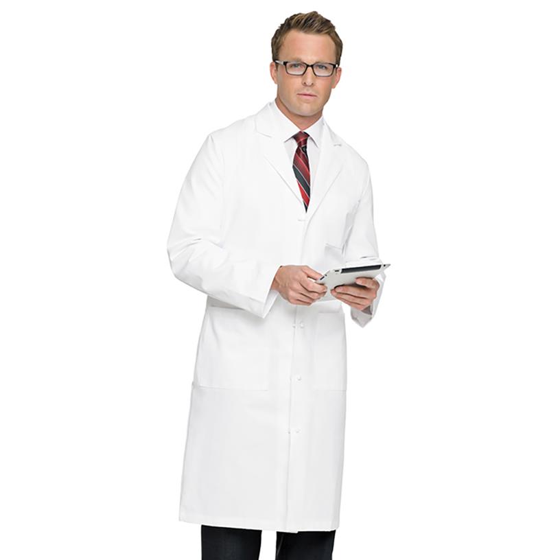 Men's Full-Length White Twill Lab Coat with 5 Buttons, Size 32