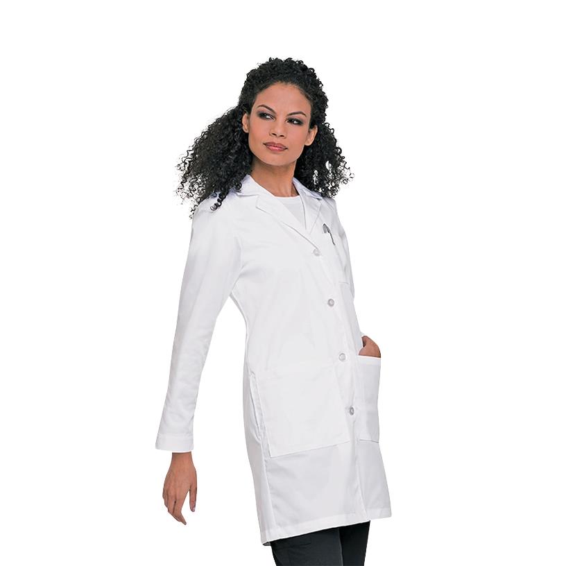 Women's Lab Coat with 4-Button Closure, White, Size 14