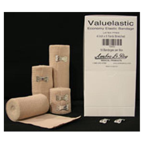 Ambra Leroy Medical Bandage Valuelastic 4x10 Wvn Ctn/Elstc 2Lngth Clp Clsr Tn LF Ea, 10 EA/BX (73410)