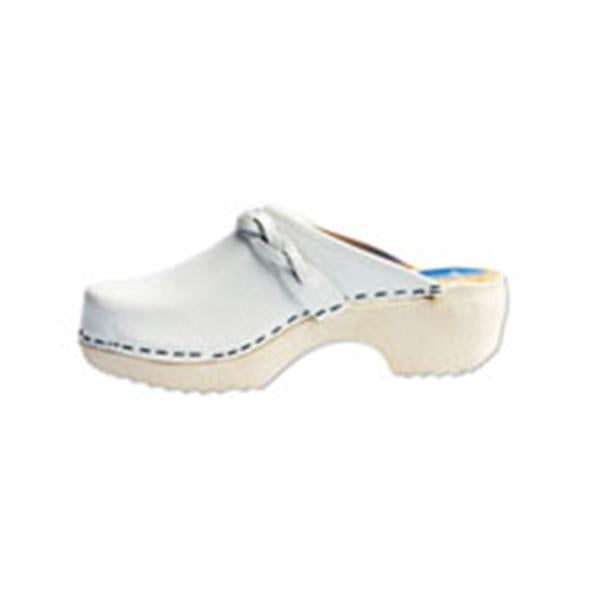 Cape Clogs  Clog Open Back Leather / Wood Base Womens Adult White Size 6 Ea