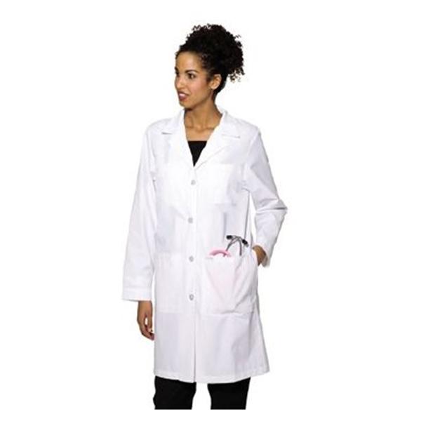 Landau Uniforms  Lab Coat Full Length Polyester / Cotton Poplin W Wht Sz 16 Ea