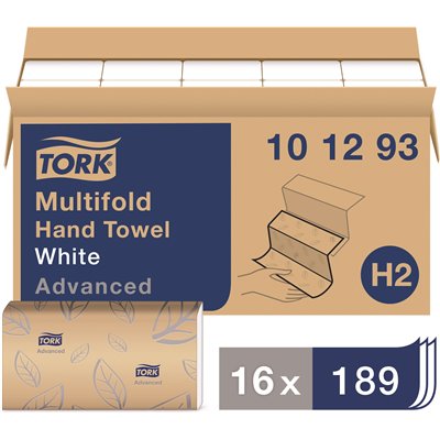 Essity Professional Hygiene Tork Advanced Xpress Multifold Hand Towels - TOWEL, HAND, MLTI FLD, 2PLY, WHT 16 PK/189 - 101293