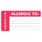 Office Supplies & Practice Mkt Chart Label-AllergyWh/Red 250/Rl