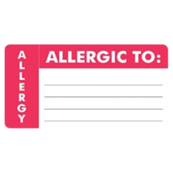 Office Supplies & Practice Mkt Chart Label-AllergyWh/Red 250/Rl