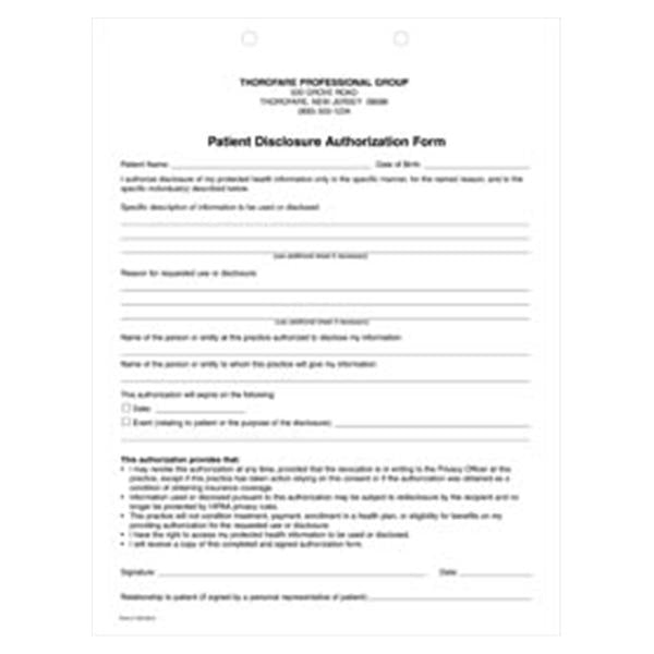 Office Supplies & Practice Mkt Form HIPAA HIPAA Patient Disclosure 2 Part 50/Pk