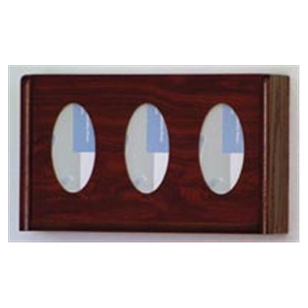 Wooden Mallet Glove Wall Rack 3-Pocket Wood Oval Dark Red Mahogany Ea