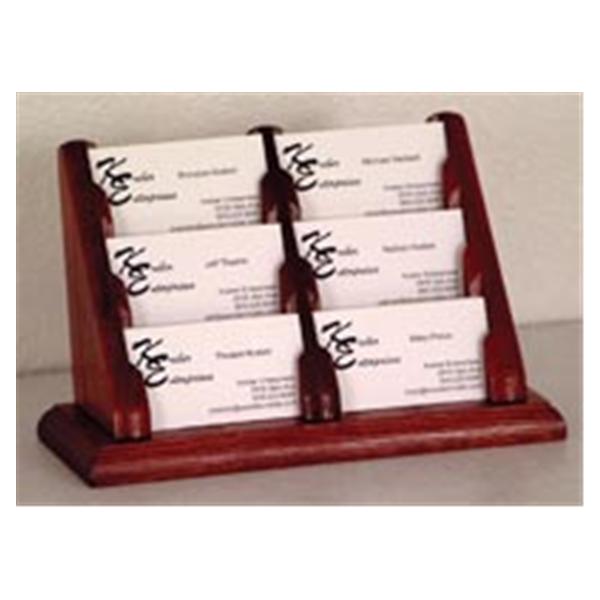 Wooden Mallet Business Card Holder 6 Pockets Mahogany Wood Ea