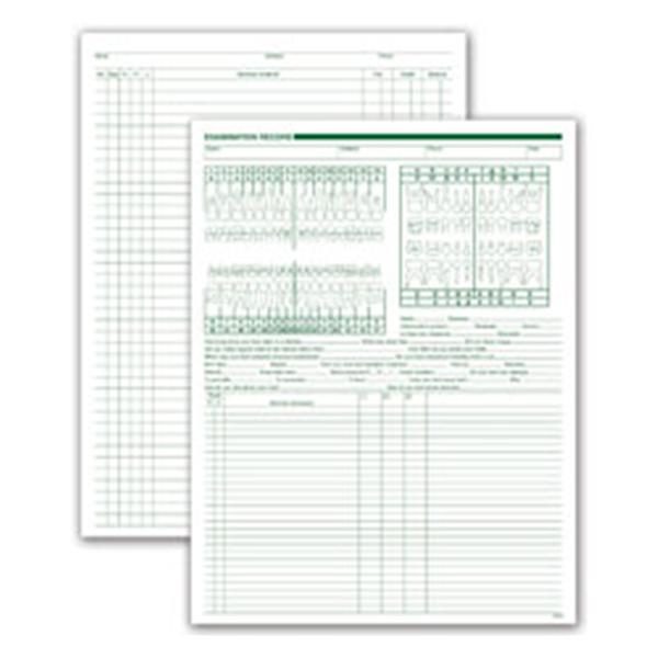 Office Supplies & Practice Mkt Exam / Account Record Dental Charts 2-Sided Green Ink 250/Pk