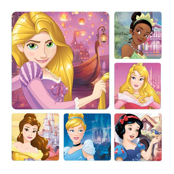 Office Supplies & Practice Mkt Stickers 2.5 in x 2.5 in Glitter Disney Princess Assorted 50/Rl