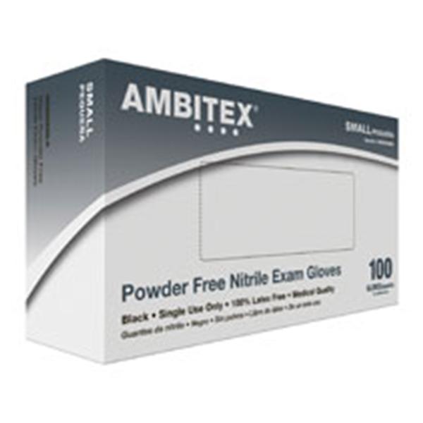 Tradex International Gloves Exam Ambitex PF Nitrile Latex-Free 9 in Sm Black 100/Bx, 10 BX/CA (NSM200BLK)