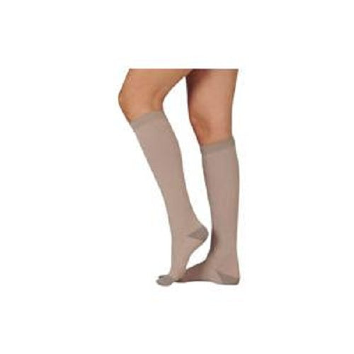 Juzo Silver Soft Knee-High Compression Stockings with Silicone Border Size 4 Short, 30 to 40 mmHg Compression, Beige