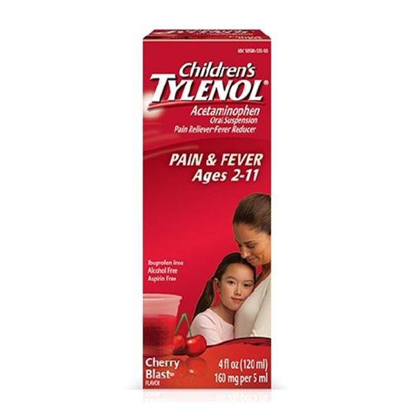 Johnson & Johnson Consumer Tylenol 160mg/5mL Children Suspension Cherry Blast 4oz/Bt, 36 BT/CA (301230700)