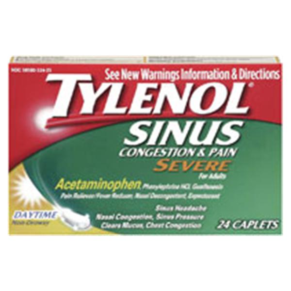 J&J Sales & Logistics Tylenol Sinus/Pain Caplets 24/Bx, 48 BX/CA (302622500)