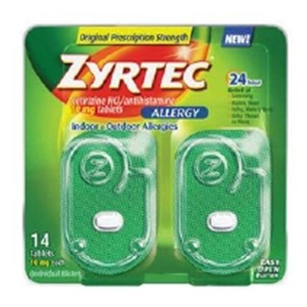 J&J Sales & Logistics Zyrtec OTC Allergy Tablets Individual Blister 10mg 14/Bx, 24 BX/CA (32043200)