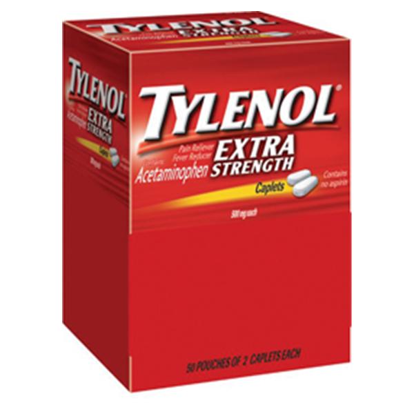 J&J Sales & Logistics Tylenol 500mg Caplets Extra Strength Industrial Pack 50x2/Bx, 36 BX/CA (304491000)