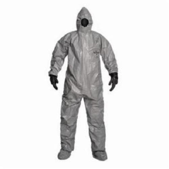 DuPont Tychem 6000 Coveralls - Tychem 6000 Coverall with Hood, Gloves, Socks with Boot Flaps, Gray, Size M - TF199TGYMD0006WG