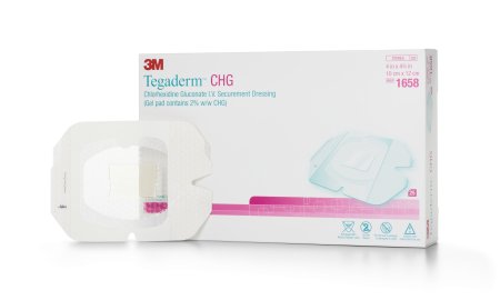 3M Healthcare Tegaderm CHG ChlorGluc IV Securement Dressing - DRESSING, IV, TEGADERM, SECURE, CHG, 4X4.75 - 1658