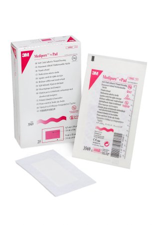 3M Medipore +Pad Soft Cloth Adhesive Wound Dressings - DRESSING, MEDIPORE+PAD SOFT ADH, 3.5" - 3569