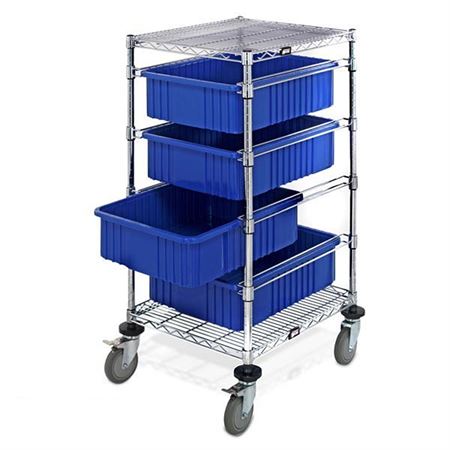 Complete Carts 4-Shelf Divider Box Cart - Frame: 21"W x 24"D x 45"H - Boxes: 17.5"W x 22.5"D x 6"H