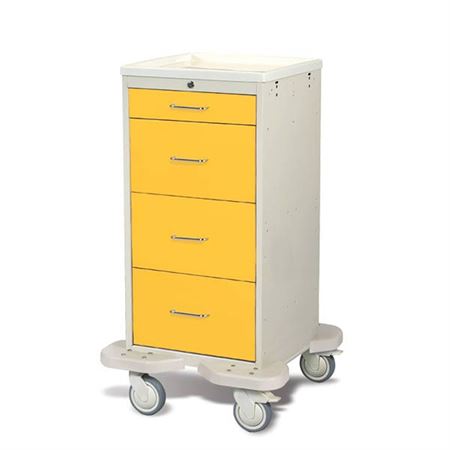 Yellow/Yellow Classic Isolation Cart with Key Lock 4-Drawer (one 3", three 9")