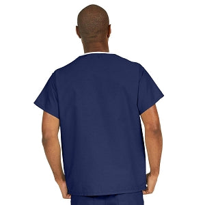 Medline ComfortEase Unisex V-Neck Scrub Top with 1 Pocket - ComfortEase Unisex V-Neck 1-Pocket Scrub Top, Size XS, Midnight Blue - 410JNTXS