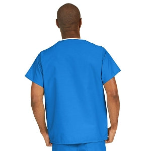 Medline ComfortEase Unisex V-Neck Scrub Top with 1 Pocket - ComfortEase Unisex V-Neck 1-Pocket Scrub Top, Size XS, Royal Blue - 410JRLXS