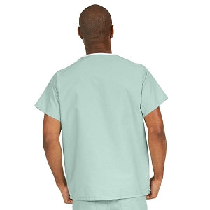 Medline ComfortEase Unisex V-Neck Scrub Top with 1 Pocket - ComfortEase Unisex V-Neck 1-Pocket Scrub Top, Size M, Seaspray - 410JSSM