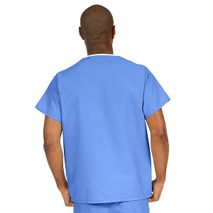 Medline ComfortEase Unisex V-Neck Scrub Top with 1 Pocket - ComfortEase Unisex V-Neck 1-Pocket Scrub Top, Size XS, Ceil Blue - 410JTHXS