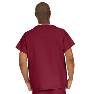 Medline ComfortEase Unisex V-Neck Scrub Top with 1 Pocket - ComfortEase Unisex V-Neck 1-Pocket Scrub Top, Size M, Wine - 410JWNM