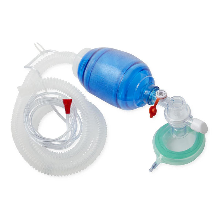 Medline Pediatric Manual Resuscitators - Pediatric Manual Resuscitator with Tube Reservoir, Filter, PEEP Valve, Manometer, 7' Oxygen Tube and Mask - CPRM2226FPM