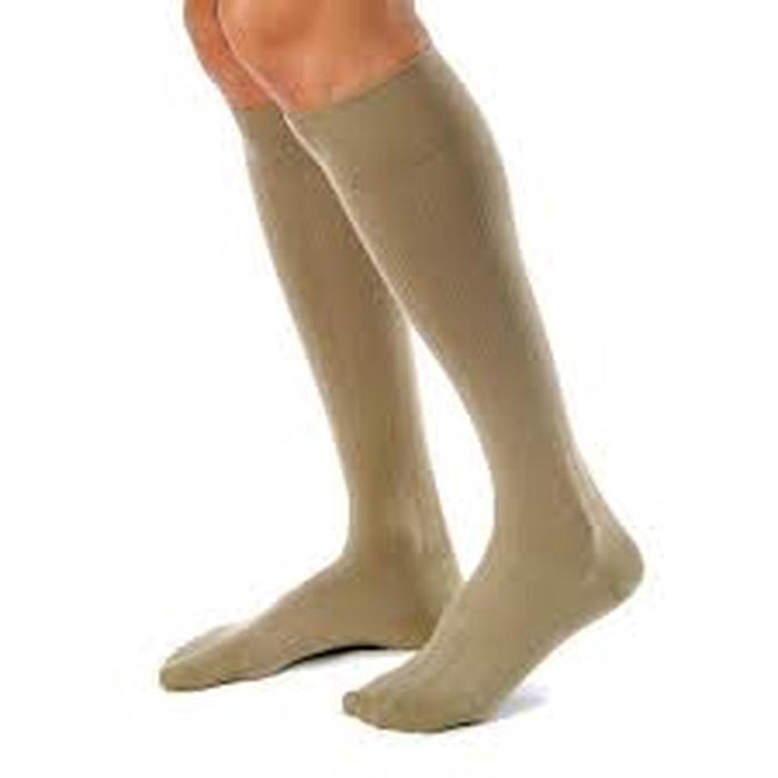 BSN Medical Men's Knee-High Ribbed Compression Socks - Men's Knee-High Ribbed Compression Socks, Closed Toe, Khaki, Size M - 115121