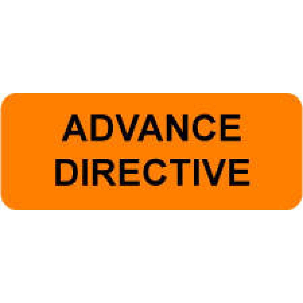 Label Paper Permanent Advance Directive 2 1/4" X 7/8" Fl. Orange 1000 Per Roll