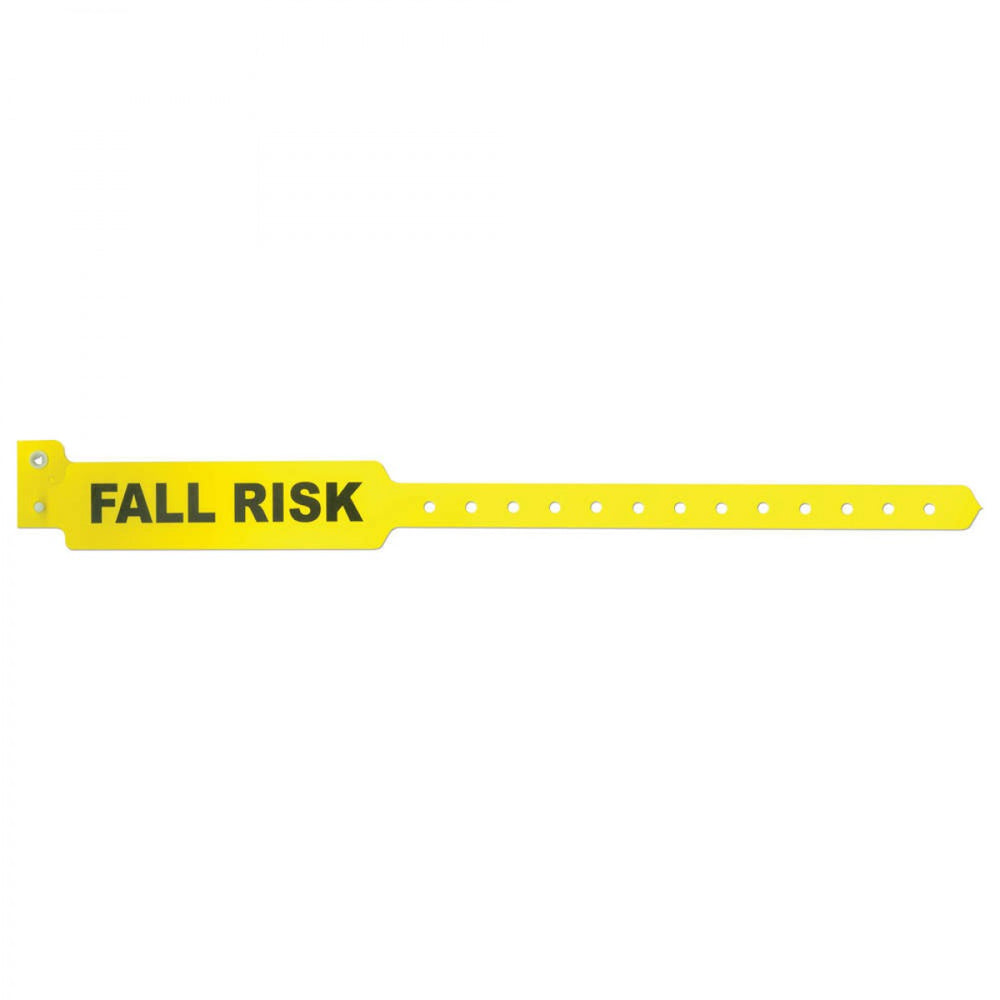 Sentry Alert Wristband Poly "Fall Risk" Pre-Printed, State Standardization 1"X11 1/2 Adult Yellow - 500 Per Box