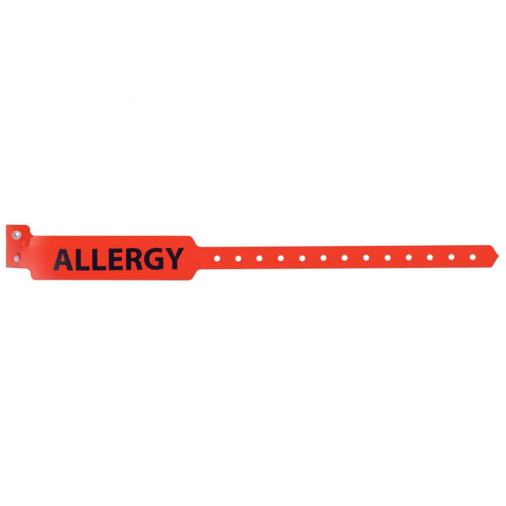 Sentry Alert Wristband Poly "Allergy" Pre-Printed, State Standardization 1"X11 1/2 Adult Red - 500 Per Box