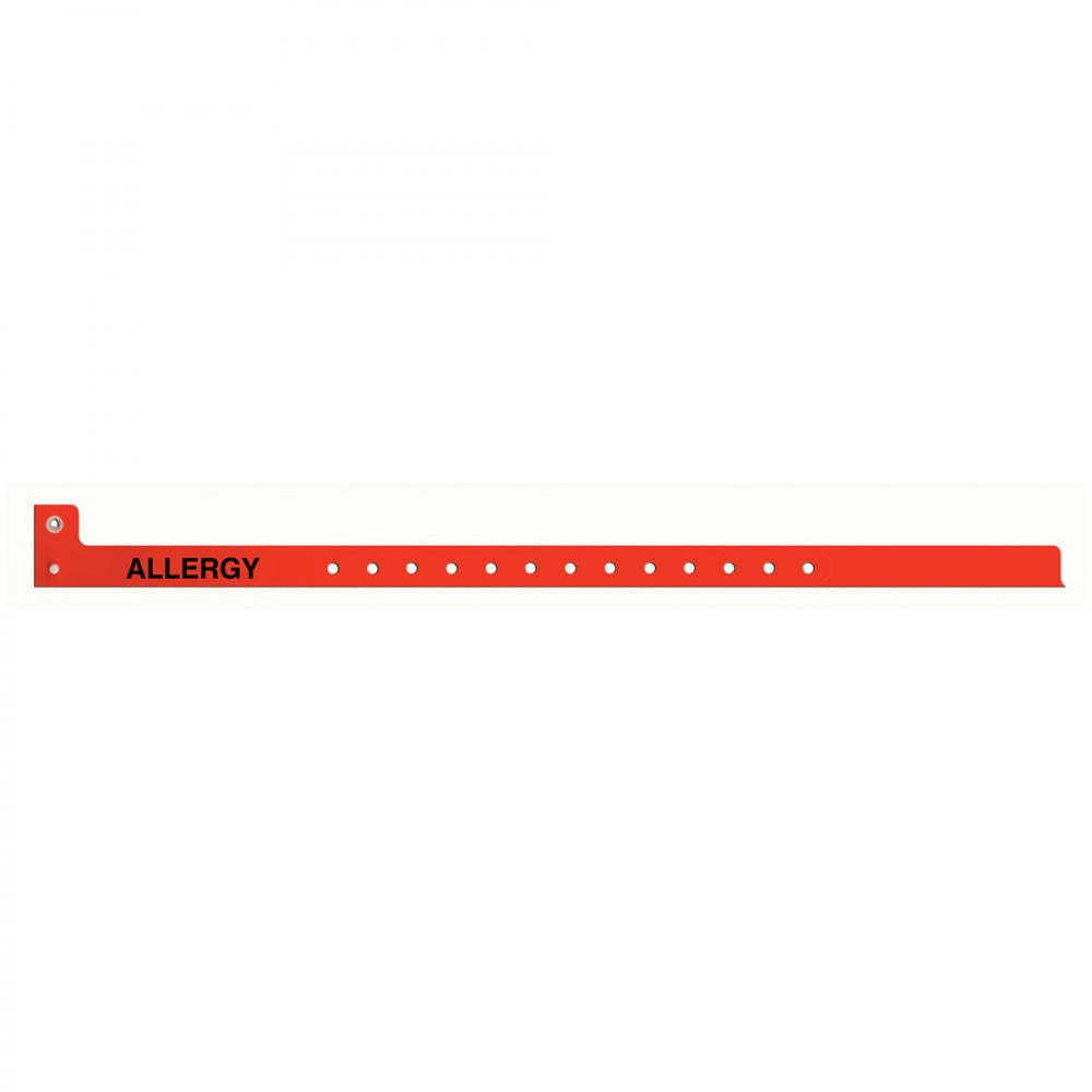 Sentry Alert Wristband Poly "Allergy" Pre-Printed, State Standardization 1/2" X 10" Adult/Pedi Red - 500 Per Box