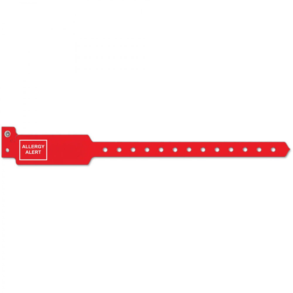 Sentry Alert Wristband Poly "Allergy Alert" Pre-Printed, State Standardization 1" X 10 1/4" Adult/Pediatric Red - 250 Per Box