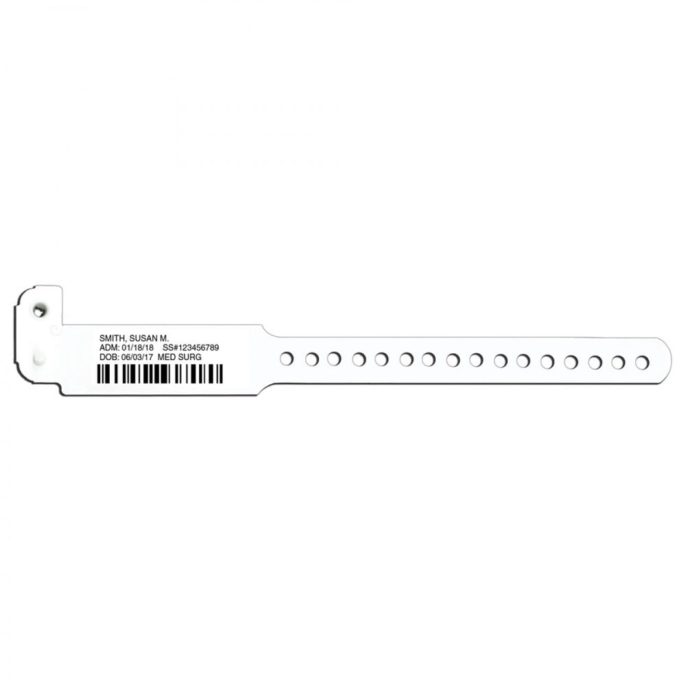 Sentry Datamate Thermal Label Wristband Poly System 0.6875" X 7" Infant White - 250 Per Box