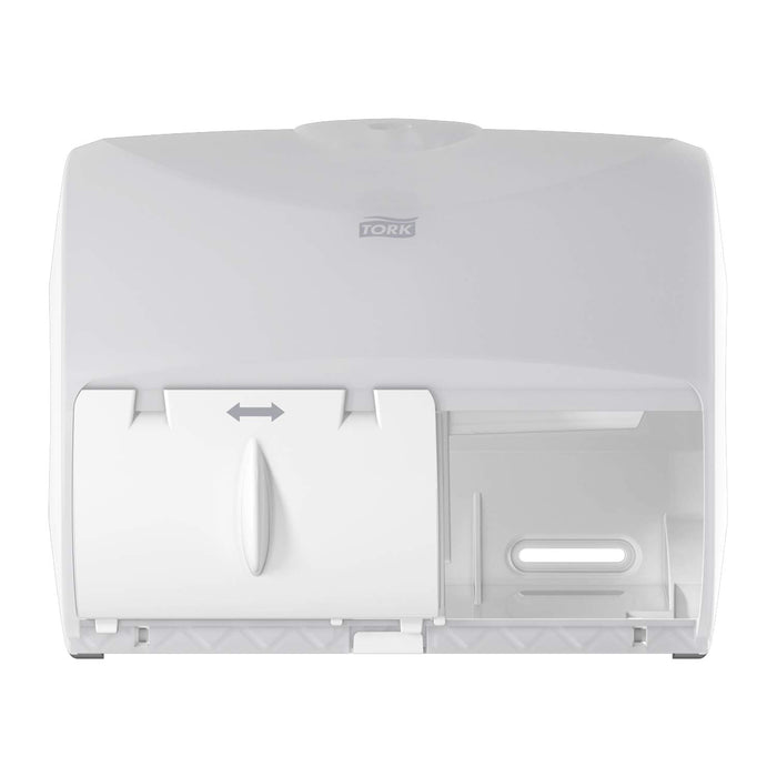 Essity Tork OptiCore Twin Bath Tissue Roll Dispensers - Twin-Roll Dispenser for OptiCore Bath Tissue, White - 565720