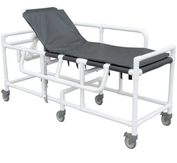 Newmatic Medical PVC Sling Gurney with Pad and Headrest - PVC Sling Gurney with Pad and Adjustable Headrest, 79"L x 28"W x 33-1/2"H, 350 lb. Capacity - PVCSG-BK