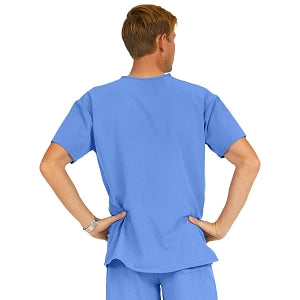 Medline Madison ave Unisex Stretch Fabric Scrub Top with 3 Pockets - Madison ave Unisex Scrub Top with 3 Pockets, Size 4XL, Ceil Blue - 5515CBL4XL