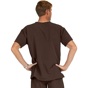 Medline Madison ave Unisex Stretch Fabric Scrub Top with 3 Pockets - Madison ave Unisex Scrub Top with 3 Pockets, Size 4XL, Chocolate - 5515CHC4XL