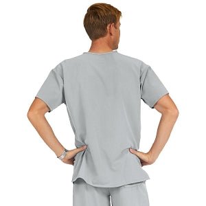 Medline Madison ave Unisex Stretch Fabric Scrub Top with 3 Pockets - Madison ave Unisex Scrub Top with 3 Pockets, Size L, Light Gray - 5515GRYL