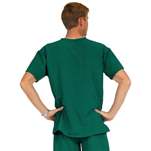 Medline Madison ave Unisex Stretch Fabric Scrub Top with 3 Pockets - Madison ave Unisex Scrub Top with 3 Pockets, Size 4XL, Hunter Green - 5515HTR4XL