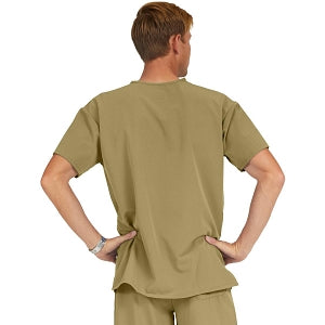 Medline Madison ave Unisex Stretch Fabric Scrub Top with 3 Pockets - Madison ave Unisex Scrub Top with 3 Pockets, Size 5XL, Khaki - 5515KHK5XL